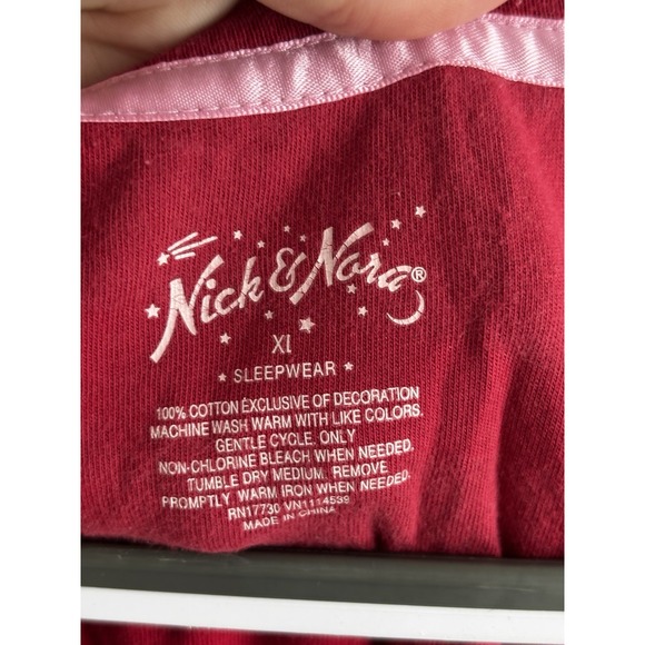 Nick And Nora Nightgown Shirt Valentines Day Sock Monkeys XL Red Long Sleeve - Picture 5 of 10
